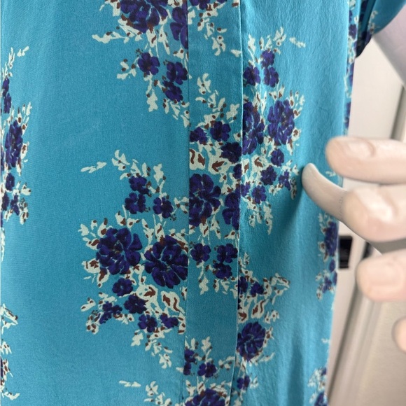 Veronica BEARD Meagan Turquoise Silk Floral Dress Size 2 Retails $695 - Picture 6 of 13